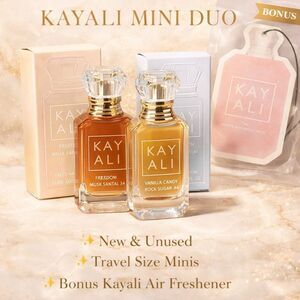 ✨ KAYALI Mini Bundle Vanilla Candy Rock Sugar 42 & Musk Santal 34 + Car Freshie